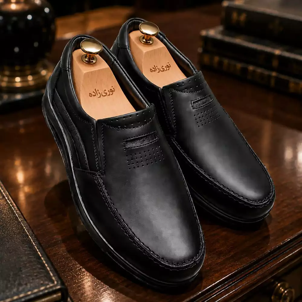 Barish men's full-grain leather shoes کفش تمام چرم طبی مردانه باریش - تصویر 1