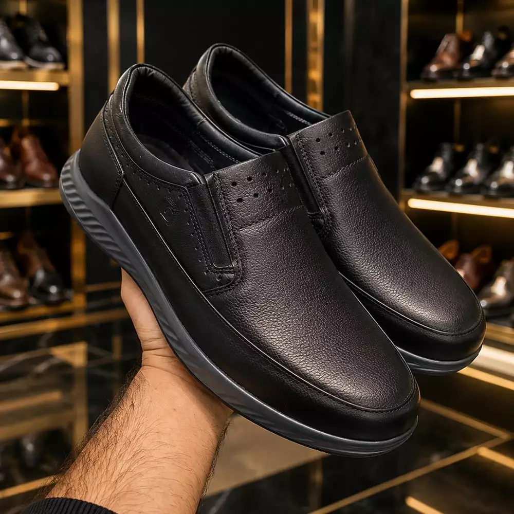 Ayhan men's full-grain leather shoelaces1 کفش کشی تمام چرم طبی مردانه آیهان - تصویر 1